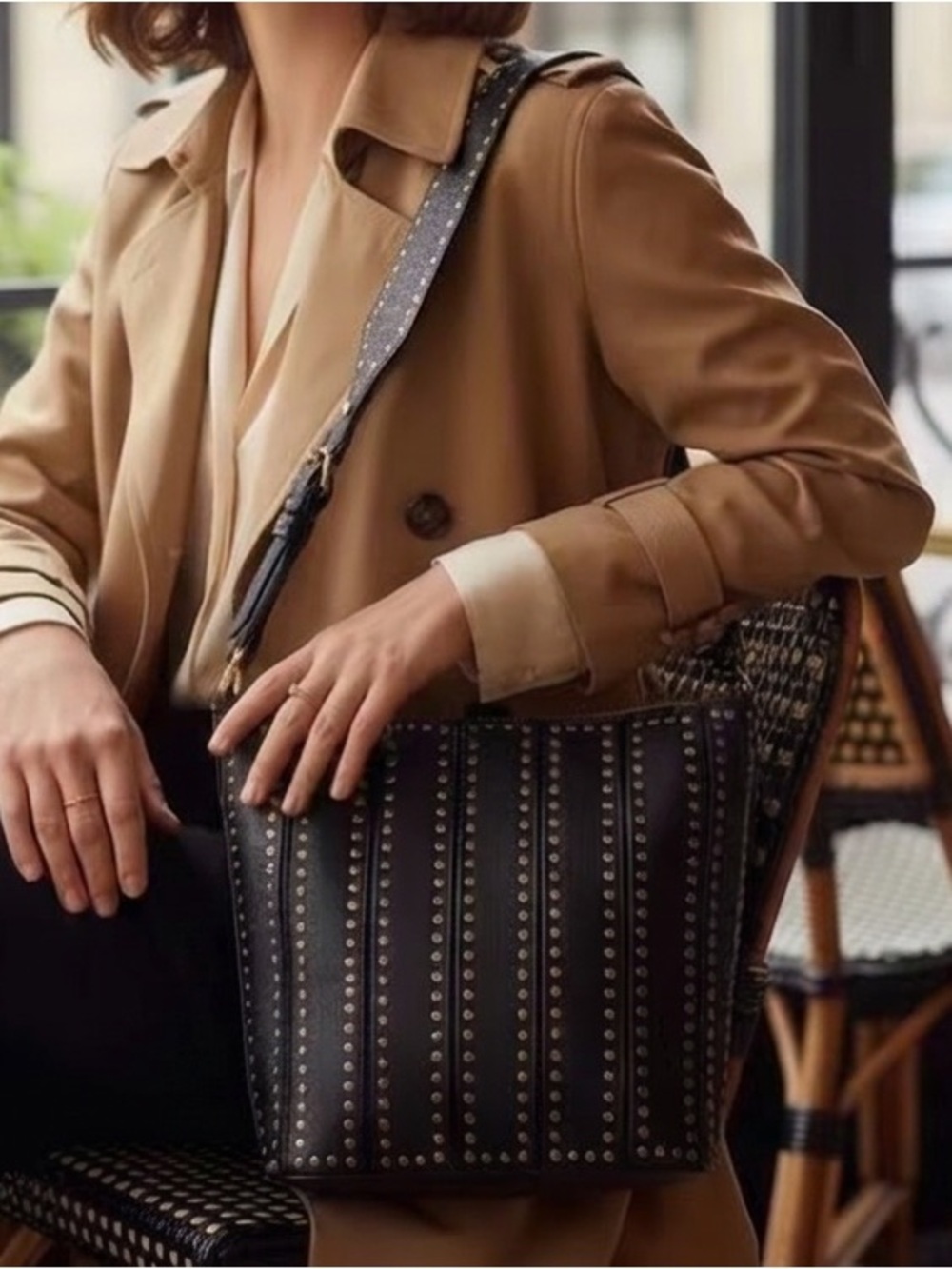 Michael Kors Grommet Brooklyn Feed Bag with Gold Accents